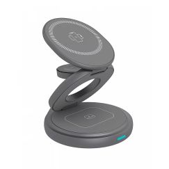 Cargador Inalámbrico Qi 3 en 1 Plegable 15W (Estación de Carga Rápida para Smartphone, Apple Watch y Auriculares)