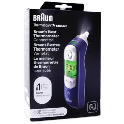 Termómetro de Oído Braun ThermoScan 7+ Connect IRT6525 (Bluetooth, Tecnología Age Precision, Pantalla con Código de Colores)
