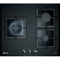 Placa de Gas Balay 3ETG663HN 60 cm (3 Quemadores, Cristal Templado Negro, Encastrable)