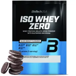 Proteína Aislada BioTechUSA Iso Whey Zero Black Sabor Galleta (Biscuit) 25g (Fórmula Avanzada Black, Alta Pureza, Sin Lactosa)