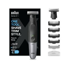 Afeitadora Eléctrica y Recortador Híbrido Braun Series X XT5110 (Impermeable, Lámina 4D, 4 Peines Rostro y 1 Peine Cuerpo)