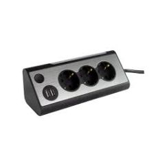 Regleta de 3 Tomas REV Light Socket con Doble Puerto USB — Base de Enchufes Múltiple con Interruptor Luminoso