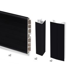 Kit de Rodapiés para Cocina Emuca Plasline con Accesorios de Unión (Altura 150mm, Longitud 2.35m, Impermeable) — Negro