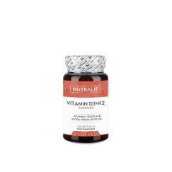 Complejo de Vitamina D3 + K2 Nutralie 60 Cápsulas Blandas (Alta Potencia, D3 10000 UI y K2 MK-7 con Aceite de Oliva)