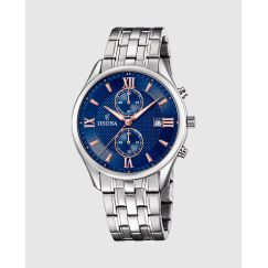 Reloj Festina Timeless Chronograph F6854/6 para Hombre — Esfera Azul con Brazalete de Acero Inoxidable