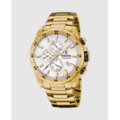 Reloj Festina Chrono Sport F20541/1 para Hombre — Esfera Plateada y Blanca con Brazalete de Acero Inoxidable