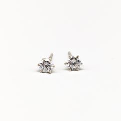 Aretes de plata con piedras blancas S925 0.82g 6mm