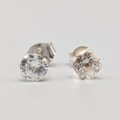 Pendientes de plata con piedra blanca S925 0.72g 6mm