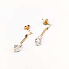 Pendientes de oro con perlas y piedras blancas 18K 1.82g 30mm