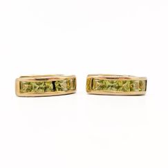 Pendientes de oro con piedras verdes 18K 7.08g 15mm