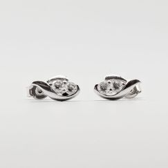 Brincos de prata com pedras brancas S925 1.59g 12mm