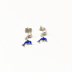 Pendientes de plata Delfines con esmalte S830 1.14g 14mm