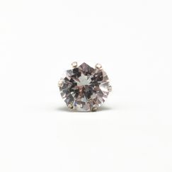 Arete individual en Plata con Piedra Blanca S830 0.7g 7mm