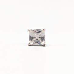 Arete único con Piedra Blanca en Plata S925 1.29g 7mm