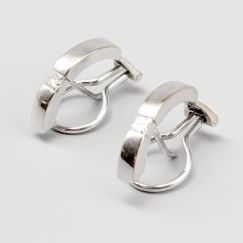 Aretes en Oro Blanco con diamantes corte princesa 18K 4.35g 10mm