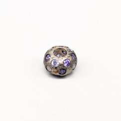 Dije de plata con piedras blancas y moradas S830 2.12g 10mm