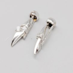 Aretes en Oro Blanco con Piedras Blancas 18K 1.56g 17mm