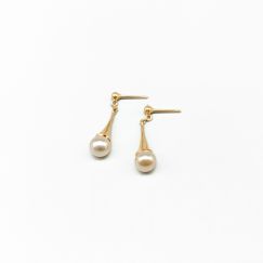 Aretes en Oro con Perlas de Imitación 18K 2.31g 28mm