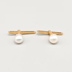 Gemelos de Oro con Perlas 18K 2.26g 20mm