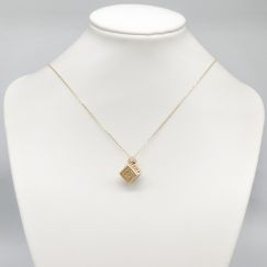 42cm Collar con Colgante integrado con piedras blancas 14K 4.35g