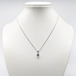 38cm Cadena Barbada en Oro con Colgante de Diamante 18K 4.18g