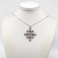 45cm Cadena de Serpiente Angular en Oro con Colgante con Diamantes 18K 13.07g