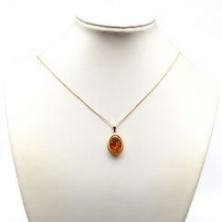 43.5cm Pulsera de Oro con Colgante de Ámbar 18K 2.51g