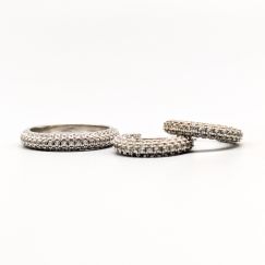 Conjunto a juego: Anillo y Aretes en Plata con Piedras Blancas S925 5.5g 16mm