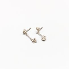Aretes en Plata Corazones con Piedras S830 1.22g 22mm