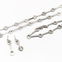 Efva Attling Conjunto a juego “Cadena de Anillas” Collar, Pulsera y Pendientes en Plata S925 46.63g 47.5mm