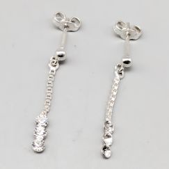 Pendientes de Plata con Piedras Blancas S830 1.32g 28mm