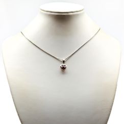 36cm Corrente Box em Prata com Pingente Pedra de Nascimento Janeiro S925 1.86g