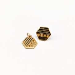 Conjunto a juego: Broche y Colgante en Oro con Piedras 18K 5.43g 16mm