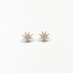 Aretes en Plata con Piedras Blancas S925 1.07g 11mm