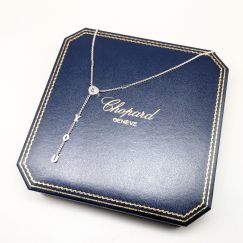 44cm Chopard Happy Diamond I Love You Collar en Oro Blanco con Diamante 18K 16.14g
