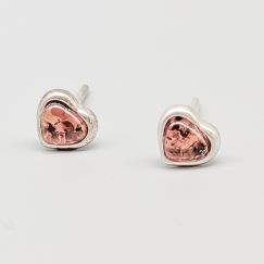 Aretes en Plata con corazones de Ámbar S925 0.84g 6mm