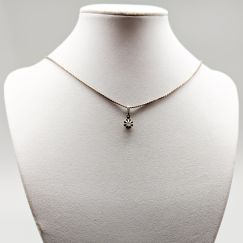 43.5cm Cadena de caja de plata con colgante con piedra blanca S830 4.23g