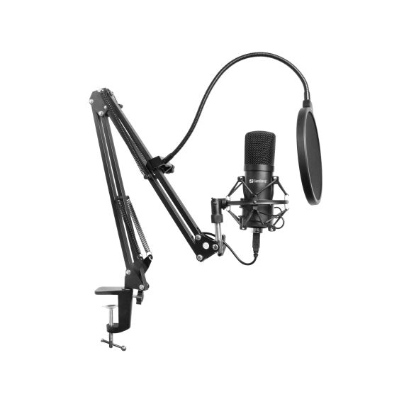 Kit de Micrófono USB Sandberg Streamer con Brazo Ajustable y Filtro Antipop (Grabación de Voz Superior, Estructura Metálica, Plug & Play)