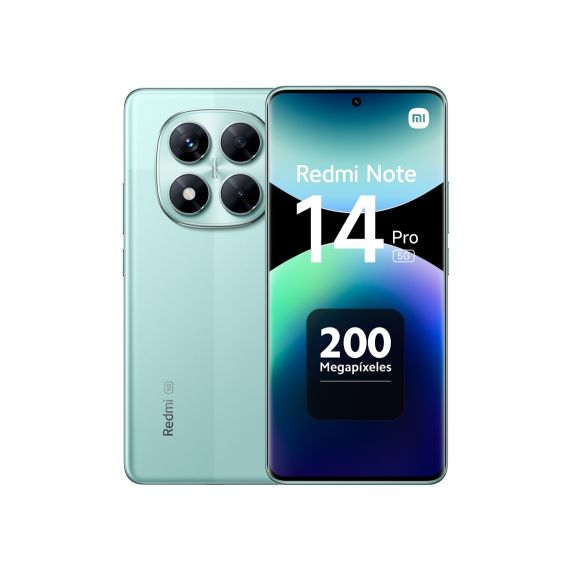 Smartphone Xiaomi Redmi Note 14 Pro 5G (512GB, 12GB RAM, Pantalla AMOLED 6.67" 1.5K, Cámara de 200MP, IP68, Dual SIM/eSIM) — Verde Coral