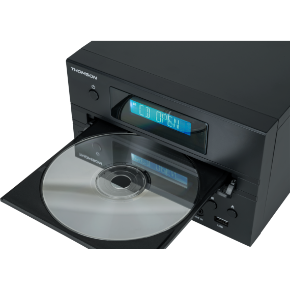 Micro Sistema Hi-Fi THOMSON MIC123BT (Bluetooth, Reproductor CD, USB, Radio FM, 30W) — Madera Negra, 2 image