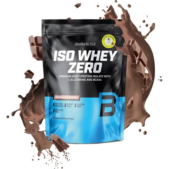 Proteína BioTechUSA Iso Whey Zero Sabor Chocolate 500g (Aislado de Proteína de Suero de Leche de Alta Pureza, Sin Lactosa, Sin Gluten)