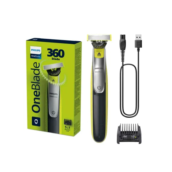 Afeitadora de Cara y Cuerpo Philips OneBlade 360 QP2734/23 (Corte Wet & Dry, Autonomía 45 min, Carga 4 Horas, Peine Ajustable 5 en 1)