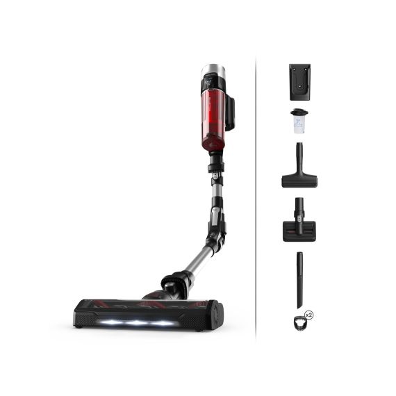 Aspirador Escoba Sin Cables Rowenta X-Force Flex 9.60 Animal Care RH2077WO (18.5V, 100 AW, 0.4L, Tecnología Ciclónica) — Negro y Rojo