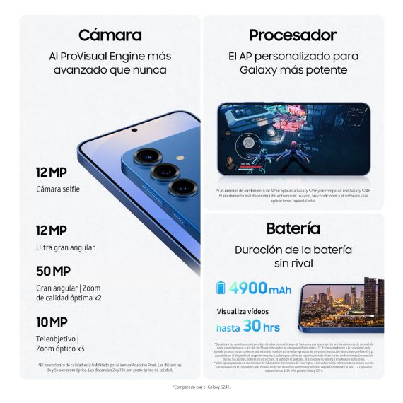 Smartphone Samsung Galaxy S25+ 5G (256 GB, 12 GB RAM, Pantalla Dynamic AMOLED 2X 6.7" QHD+, Dual SIM, Libre) — Azul (Sparkling Blue) con Galaxy AI, 3 image