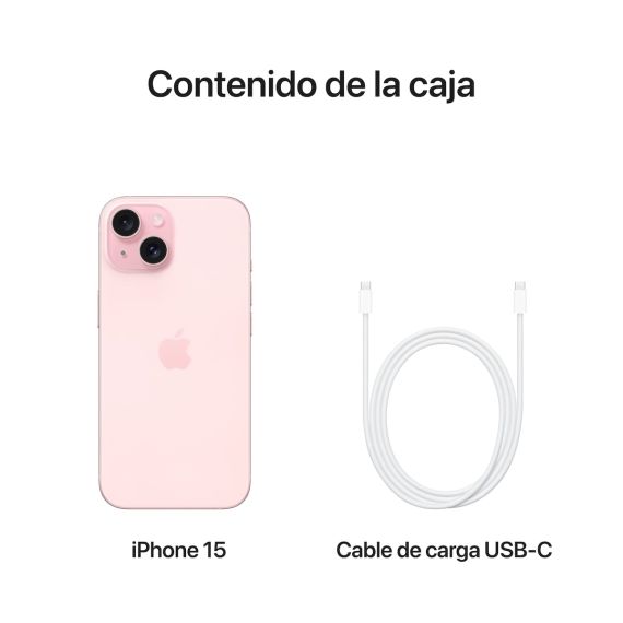 Smartphone Apple iPhone 15 (256 GB, Pantalla Super Retina XDR 6.1", Cámara Doble de 48 MP, Dynamic Island) — Rosa, 4 image