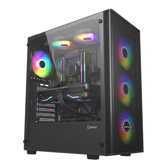Caja de PC UNYKAch Gaming MIR 100 ATX Mid-Tower (Panel Lateral Transparente, Gestión de Cables Avanzada, Hub USB 3.0) — Negro, 6 image