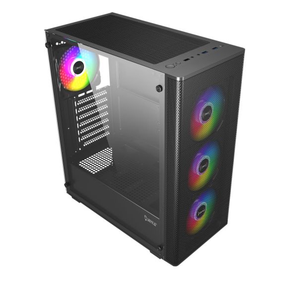 Caja de PC UNYKAch Gaming MIR 100 ATX Mid-Tower (Panel Lateral Transparente, Gestión de Cables Avanzada, Hub USB 3.0) — Negro, 5 image