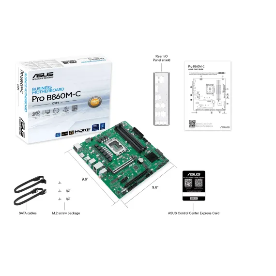 Placa Base ASUS Pro B860M-C-CSM (Intel Socket LGA1851, Micro-ATX, DDR5, PCIe 5.0, Enterprise Business, ASUS CSM), 2 image