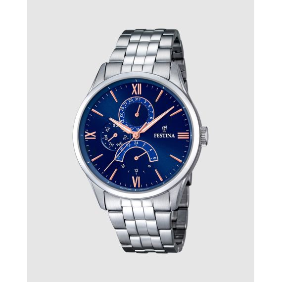 Reloj Festina Retro F16822/3 para Hombre — Esfera Azul Sunray con Brazalete de Acero Inoxidable