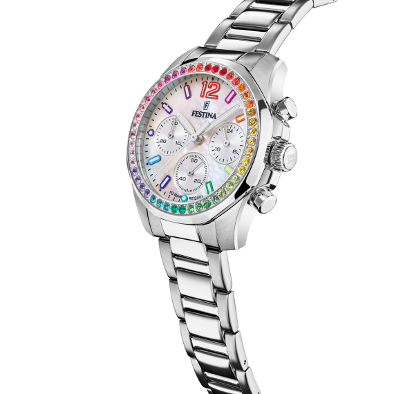 Reloj Festina Boyfriend Rainbow F20606/2 para Mujer — Esfera de Nácar con Cristales Multicolor y Brazalete de Acero, 2 image